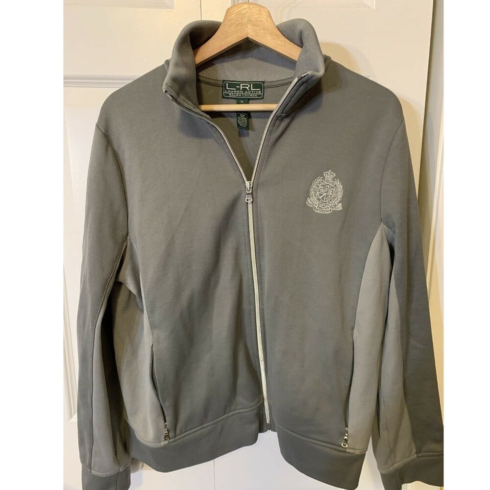 Ralph Lauren‎ L-RL Active Women's Sz XL Gray Crest Full Zip Windbreaker Jacket